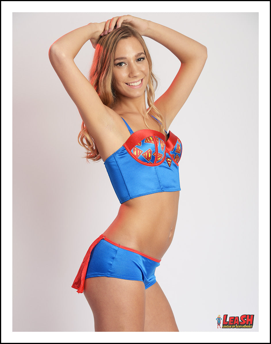 Supergirl cosplay print, Elise - Arms Up pose